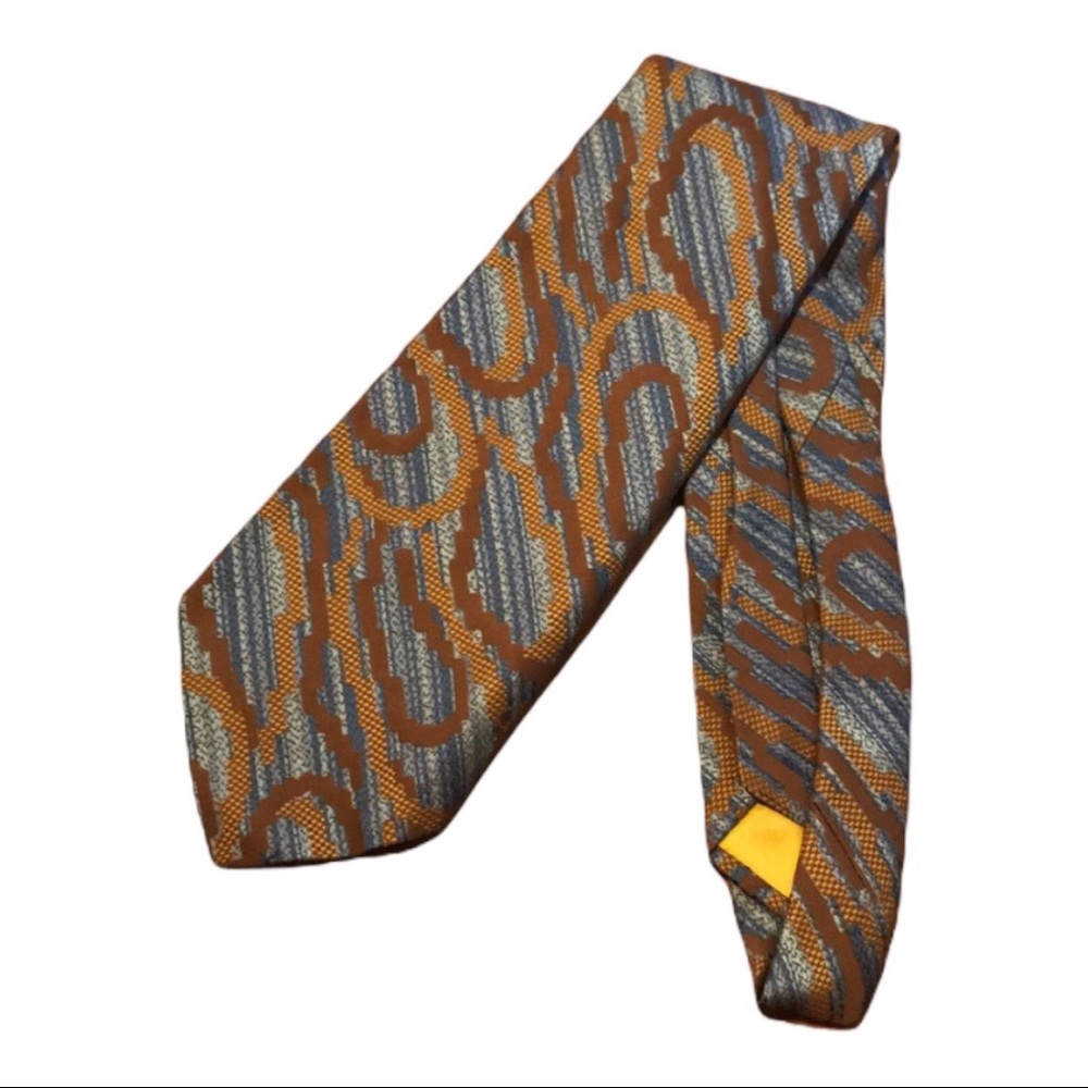 VINTAGE 70s EXTRA WIDE TIE rust brown and blue